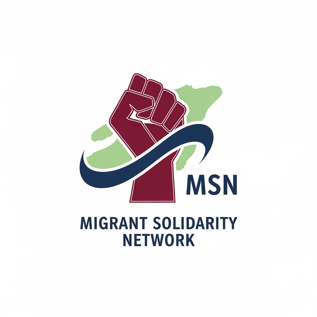 AI Design for a logo for migrant solidarity network - we work on migrant issues also called MSN- something more minimalist please - can use the activist workers fist -
remove the MSN on the nails - use maroon dark ish blue white and green as the colours - sober pastel