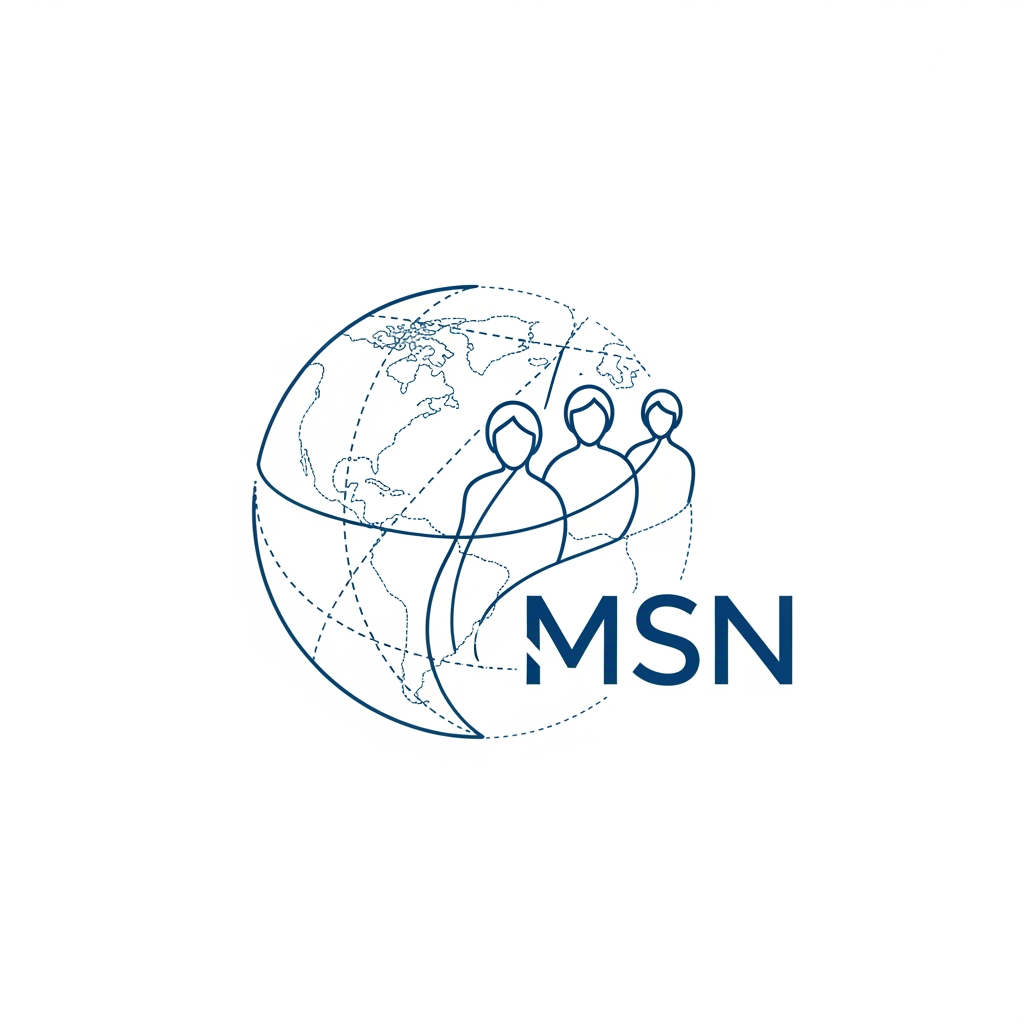 AI Design for a logo for migrant solidarity network - we work on migrant issues also called MSN- something more minimalist please - can be tracing along dotted lines - simple