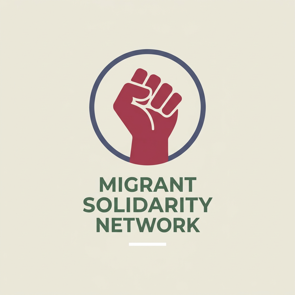 AI Design for a logo for migrant solidarity network - we work on migrant issues also called MSN- something more minimalist please - can use the activist workers fist -
remove the MSN on the nails - colours that can be used deep red dark ish blue white and green as the colours - sober pastel - has to be simple