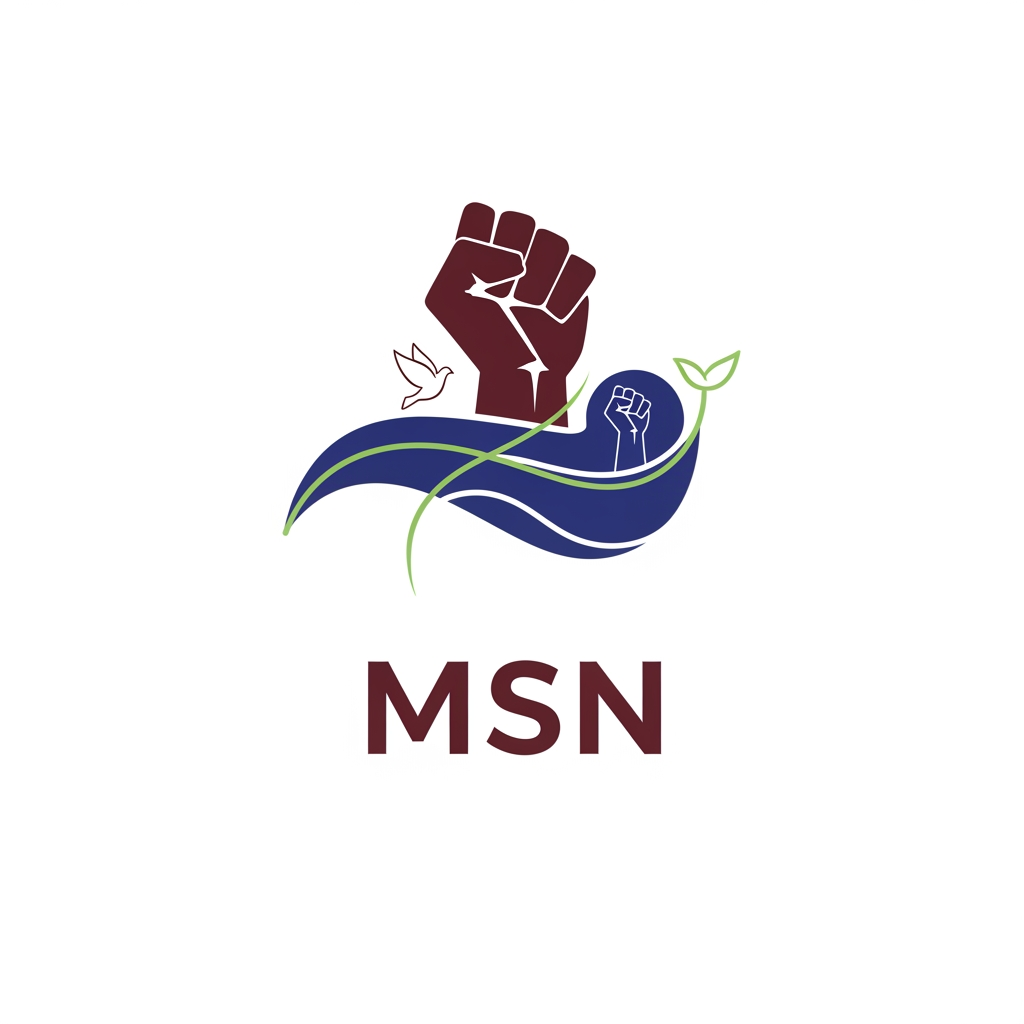 AI Design for a logo for migrant solidarity network - we work on migrant issues also called MSN- something more minimalist please - can use the activist workers fist -
remove the MSN on the nails - use maroon dark ish blue white and green as the colours - sober pastel