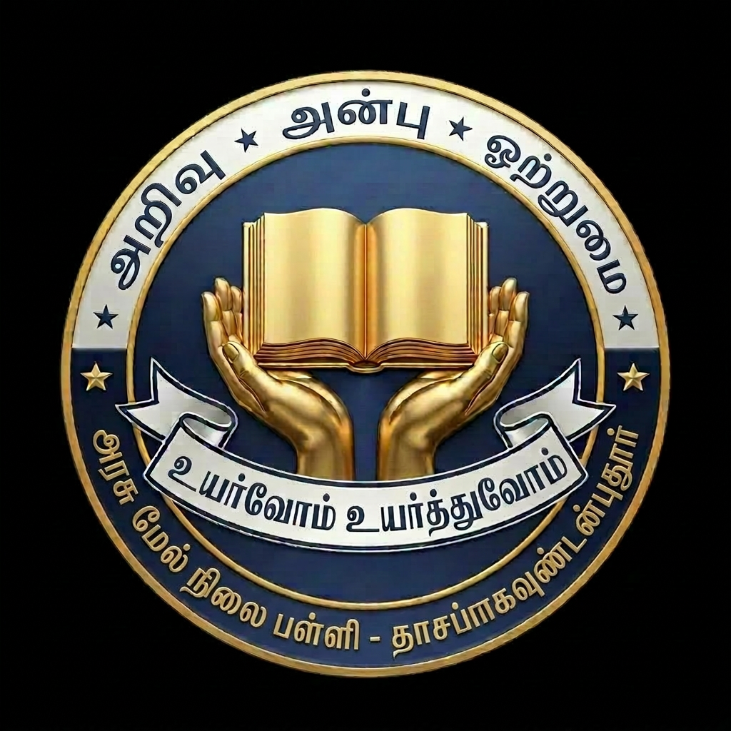 AI Design for அன்பு அறிவு ஒற்றுமை in top half circle