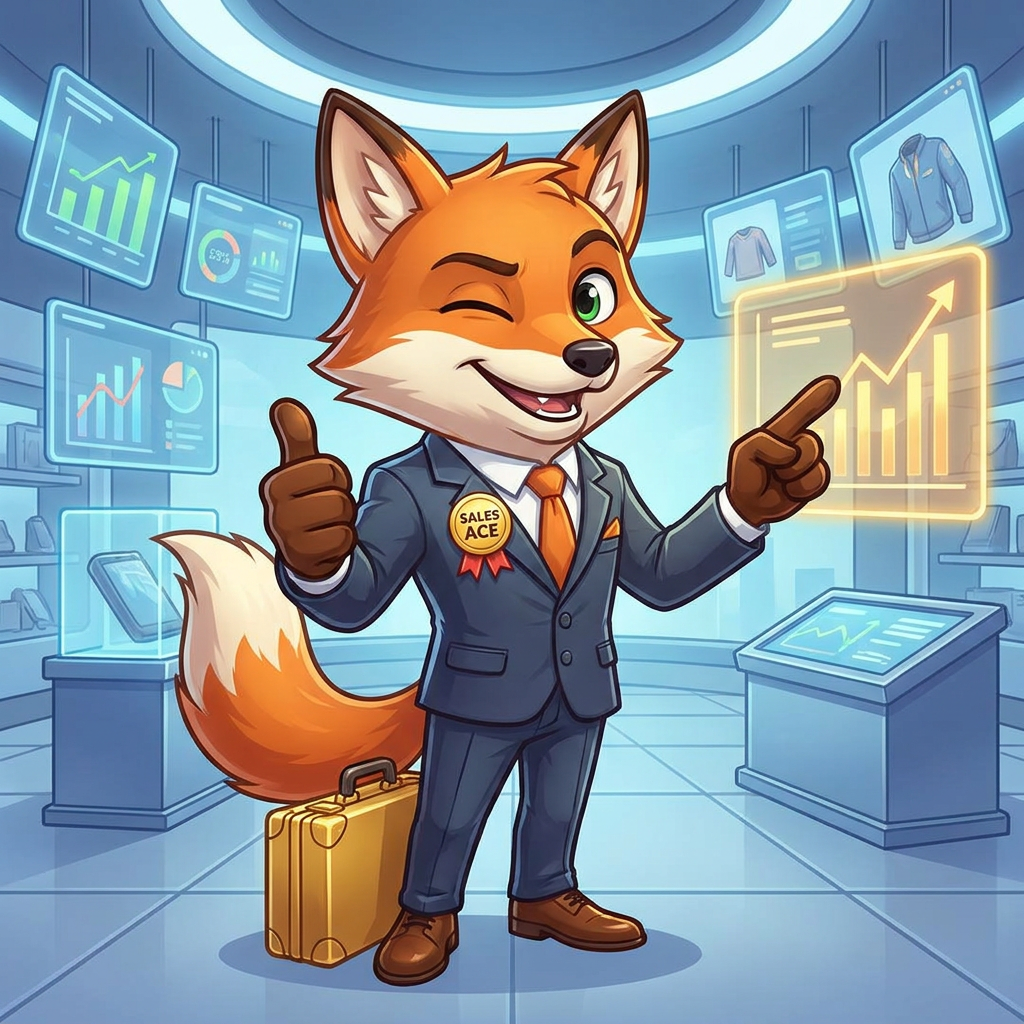 AI Design for design a brand character which is a master of sales