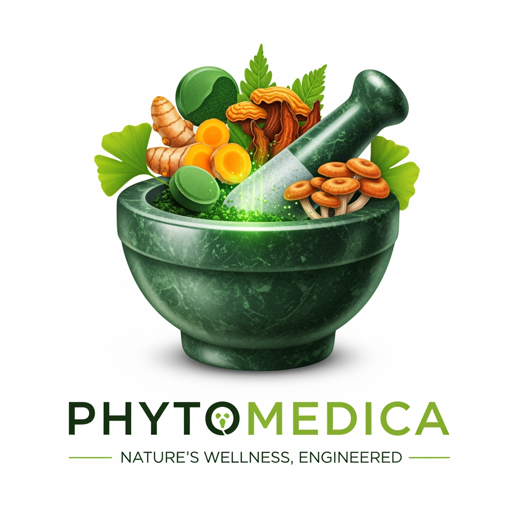 AI Design for I want to create a logo for my brand Phytomedica which is a supplement brand of nutrition herbs and functional foods