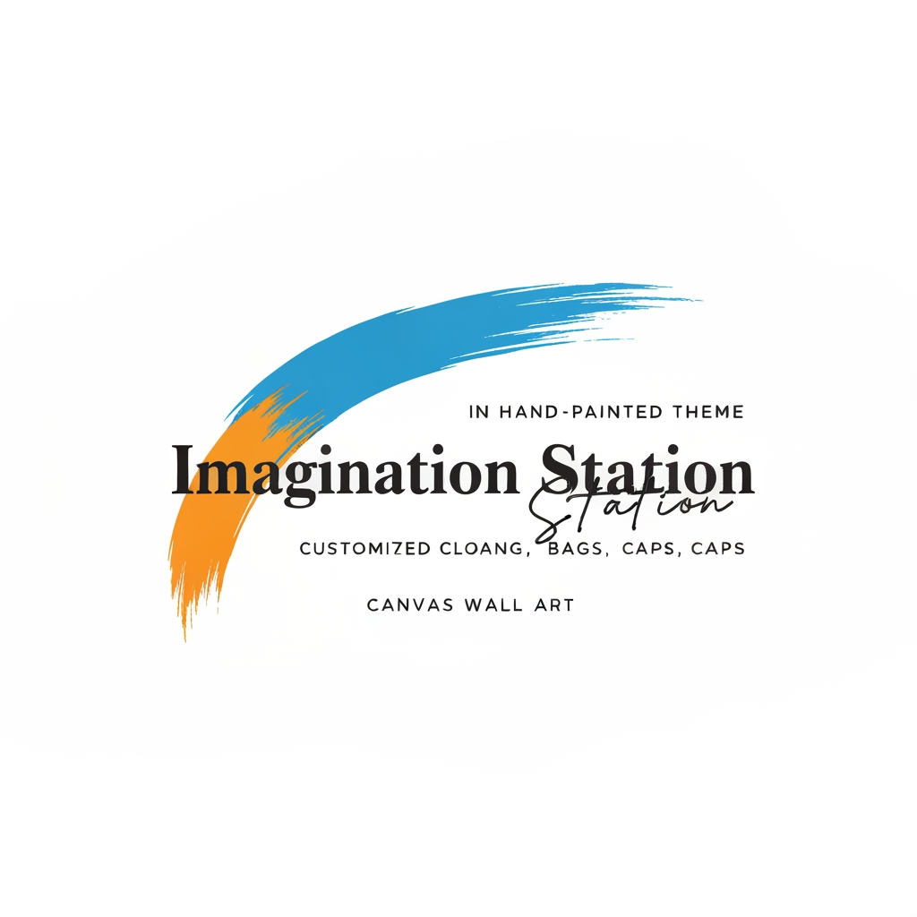 AI Design for logo related to hand painted items brand like cloth caps wallart. my brand name is imagination station . it is related to customized theme hand painted items like dress , bags , caps and canvas calligraphy wall art.