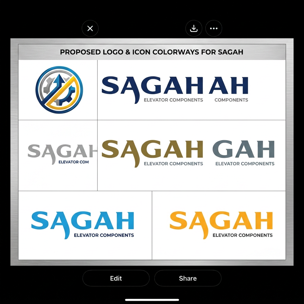 AI Design for as an elevator supplier business which color is suitable make all pattern in different colors mera mtlb h sbhi font color use kro logo k font p show sagah in all colors  ase nhi  khri i mean ki iski alg alg colors m copy create kro alg alg color me bnao y wala logo  iska icon b bnao sath m