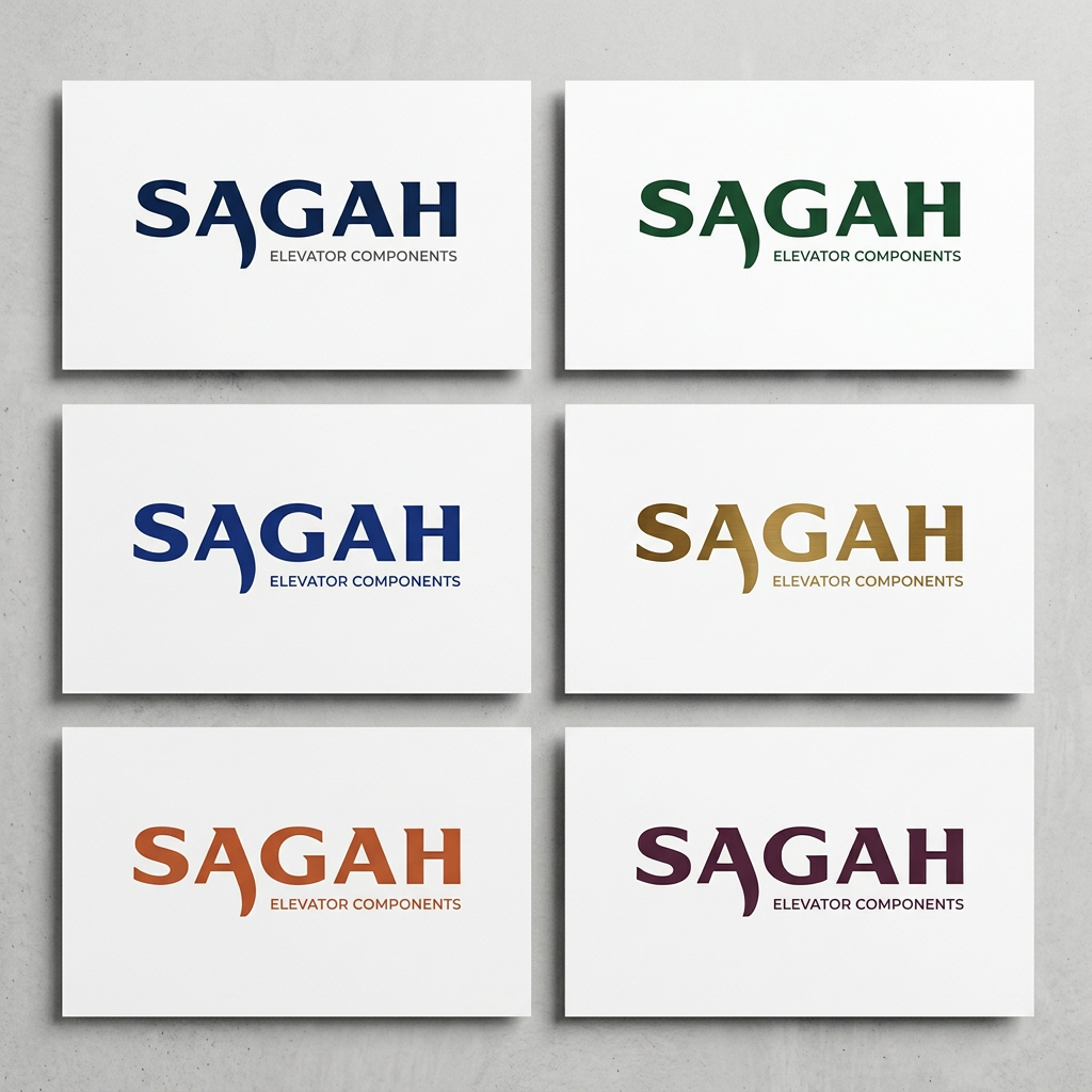 AI Design for as an elevator supplier business which color is suitable make all pattern in different colors mera mtlb h sbhi font color use kro logo k font p show sagah in all colors  ase nhi  khri i mean ki iski alg alg colors m copy create kro alg alg color me bnao y wala logo