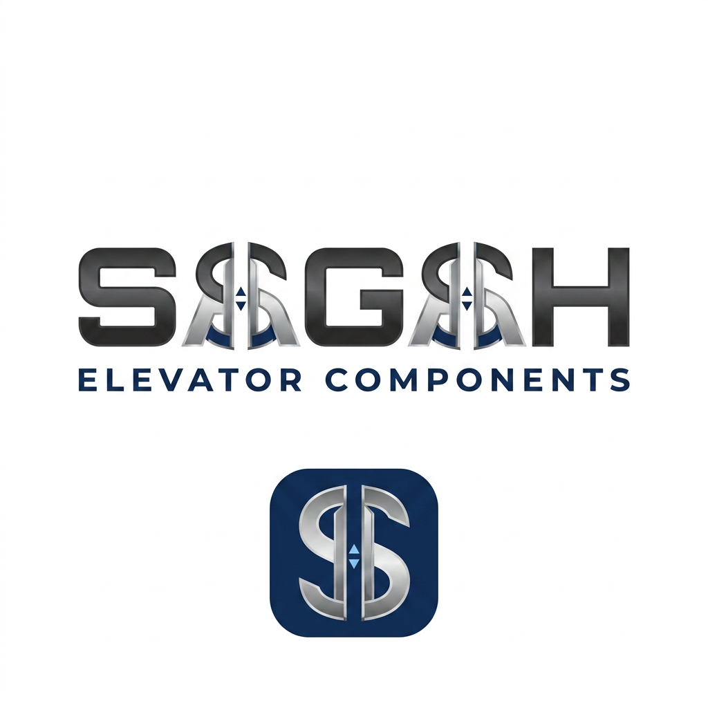 AI Design for Create a sleek, modern, industrial logo for SAGAH, a company specializing in elevator parts and lift components. The logo should visually communicate innovation, precision engineering, durability, safety, and upward mobility. Incorporate a smart, minimal symbol inspired by elevator rails, gears, pulleys, shafts, lift cabins, or vertical movement, blended into a clean geometric mark. The brand name SAGAH should appear in bold, custom sans-serif typography with a strong mechanical and corporate feel. Use a refined metallic and industrial palette with silver, graphite grey, black, and deep blue accents. The final logo should feel premium, technical, powerful, and internationally professional, suitable for a website header, signage, packaging, catalogs, and B2B branding. Keep the design minimal, memorable, scalable, and vector-friendly on a plain white background.is type s kuch chahti hu m b ki name hi aae alg s nhi like lifts components name k andr hi describe krde are meri website sagah ko jo ki  niche likha ho elevator components or favicon icon kya rkhe iska kuch acha or unique btana is type s use kre to isi s related something unique sirf favicon icon make something like this