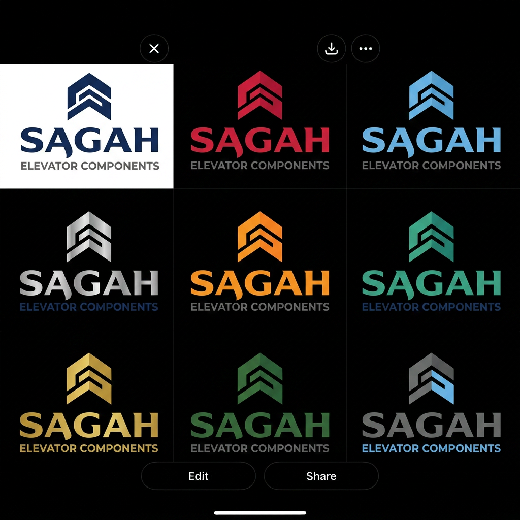 AI Design for as an elevator supplier business which color is suitable make all pattern in different colors mera mtlb h sbhi font color use kro logo k font p show sagah in all colors  ase nhi  khri i mean ki iski alg alg colors m copy create kro alg alg color me bnao y wala logo  iska icon b bnao sath m  is type ka koi icon ksa lgega