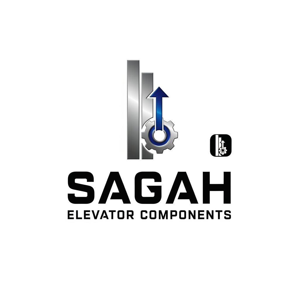 AI Design for "Create a sleek, modern, industrial logo for SAGAH, a company specializing in elevator parts and lift components. The logo should visually communicate innovation, precision engineering, durability, safety, and upward mobility. Incorporate a smart, minimal symbol inspired by elevator rails, gears, pulleys, shafts, lift cabins, or vertical movement, blended into a clean geometric mark. The brand name SAGAH should appear in bold, custom sans-serif typography with a strong mechanical and corporate feel. Use a refined metallic and industrial palette with silver, graphite grey, black, and deep blue accents. The final logo should feel premium, technical, powerful, and internationally professional, suitable for a website header, signage, packaging, catalogs, and B2B branding. Keep the design minimal, memorable, scalable, and vector-friendly on a plain white background." name m hi kuch add kro elevator favicon icon b do sath m or name m hi kuch asa adjust kro ki usi s pta chl jae business name ki styling asi kro i think niche business b likhna chaie kya h