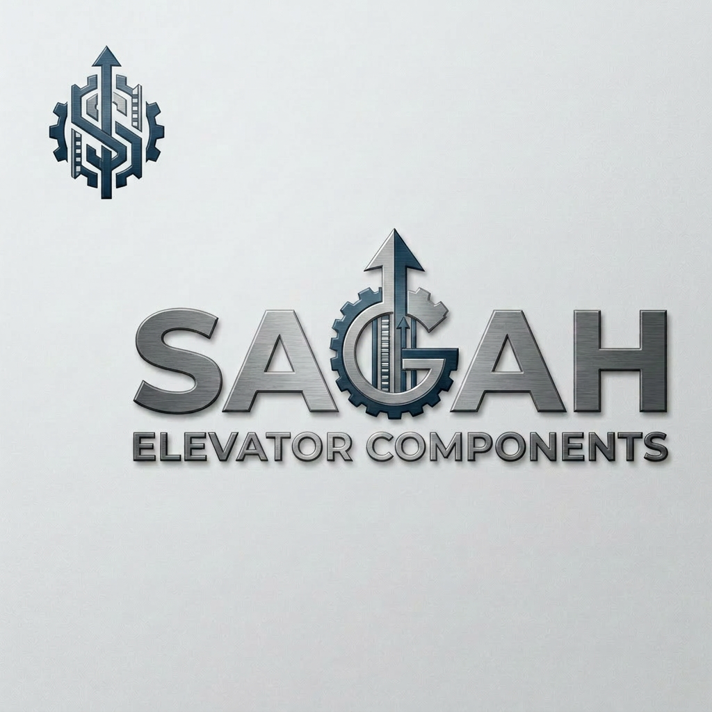 AI Design for Create a sleek, modern, industrial logo for SAGAH, a company specializing in elevator parts and lift components. The logo should visually communicate innovation, precision engineering, durability, safety, and upward mobility. Incorporate a smart, minimal symbol inspired by elevator rails, gears, pulleys, shafts, lift cabins, or vertical movement, blended into a clean geometric mark. The brand name SAGAH should appear in bold, custom sans-serif typography with a strong mechanical and corporate feel. Use a refined metallic and industrial palette with silver, graphite grey, black, and deep blue accents. The final logo should feel premium, technical, powerful, and internationally professional, suitable for a website header, signage, packaging, catalogs, and B2B branding. Keep the design minimal, memorable, scalable, and vector-friendly on a plain white background.is type s kuch chahti hu m b ki name hi aae alg s nhi like lifts components name k andr hi describe krde are meri website sagah ko jo ki niche likha ho elevator components or favicon icon kya rkhe iska kuch acha or unique btana is type s use kre to isi s related something unique