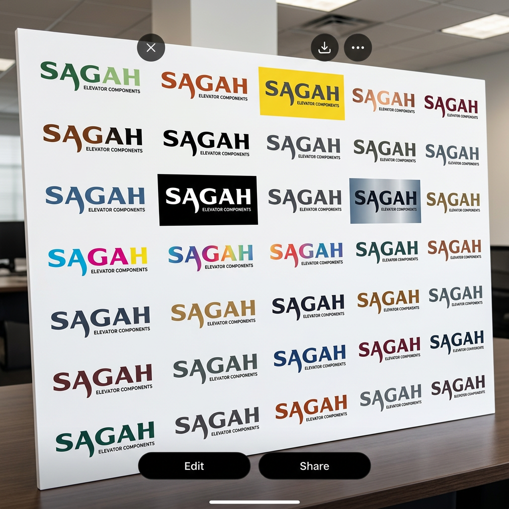 AI Design for as an elevator supplier business which color is suitable make all pattern in different colors mera mtlb h sbhi font color use kro logo k font p show sagah in all colors  ase nhi  khri i mean ki iski alg alg colors m copy create kro alg alg color me bnao y wala logo