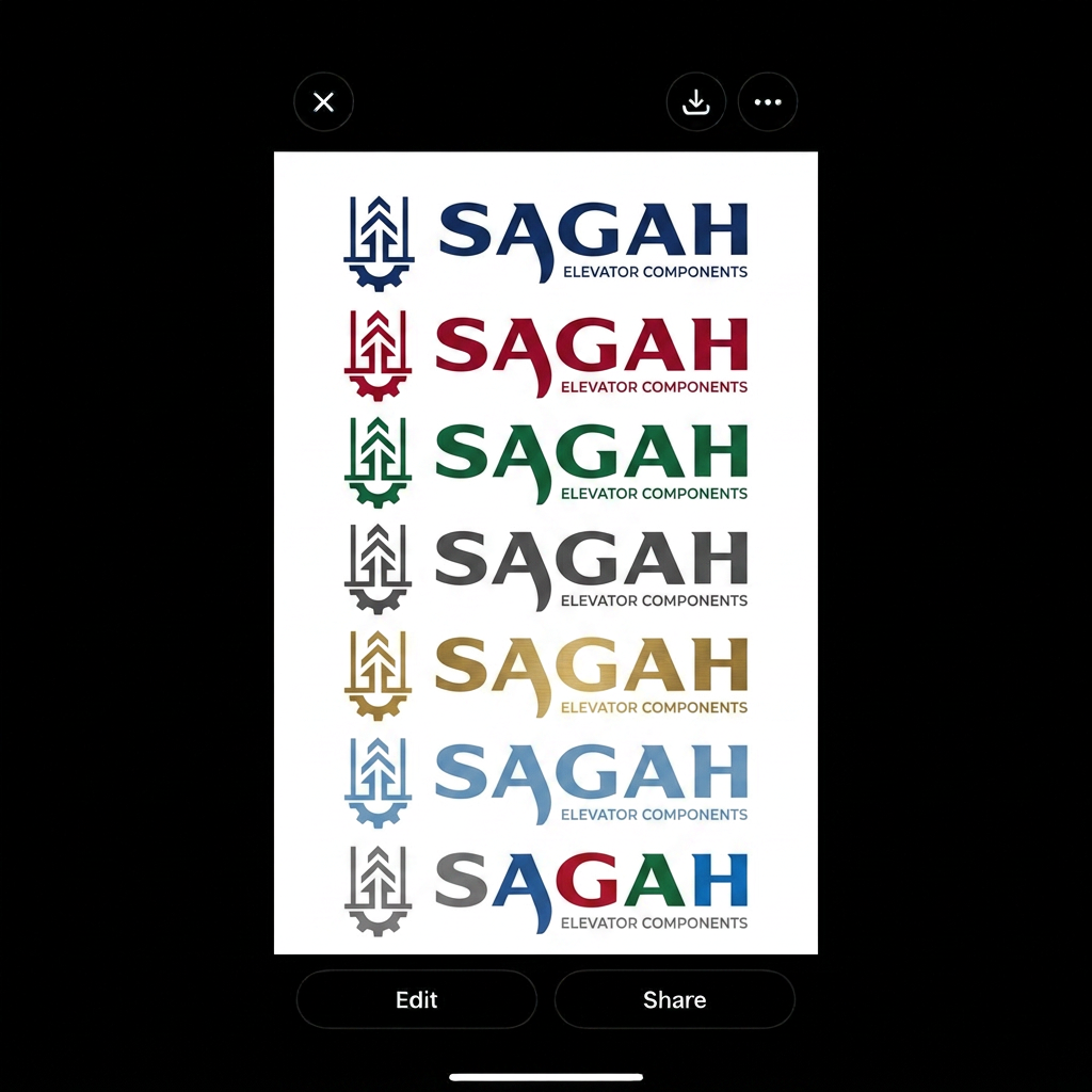 AI Design for as an elevator supplier business which color is suitable make all pattern in different colors mera mtlb h sbhi font color use kro logo k font p show sagah in all colors  ase nhi  khri i mean ki iski alg alg colors m copy create kro alg alg color me bnao y wala logo  iska icon b bnao sath m  is type ka koi icon ksa lgega