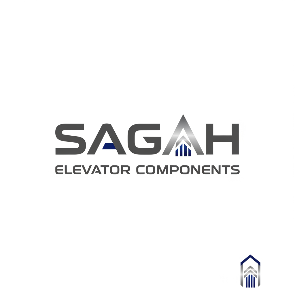 AI Design for Create a sleek, modern, industrial logo for SAGAH, a company specializing in elevator parts and lift components. The logo should visually communicate innovation, precision engineering, durability, safety, and upward mobility. Incorporate a smart, minimal symbol inspired by elevator rails, gears, pulleys, shafts, lift cabins, or vertical movement, blended into a clean geometric mark. The brand name SAGAH should appear in bold, custom sans-serif typography with a strong mechanical and corporate feel. Use a refined metallic and industrial palette with silver, graphite grey, black, and deep blue accents. The final logo should feel premium, technical, powerful, and internationally professional, suitable for a website header, signage, packaging, catalogs, and B2B branding. Keep the design minimal, memorable, scalable, and vector-friendly on a plain white background.is type s kuch chahti hu m b ki name hi aae alg s nhi like lifts components name k andr hi describe krde are meri website sagah ko jo ki  niche likha ho elevator components or favicon icon kya rkhe iska kuch acha or unique btana is type s use kre to isi s related something unique sirf favicon icon it describes the gear actuatlly anfd our business is not for gear
