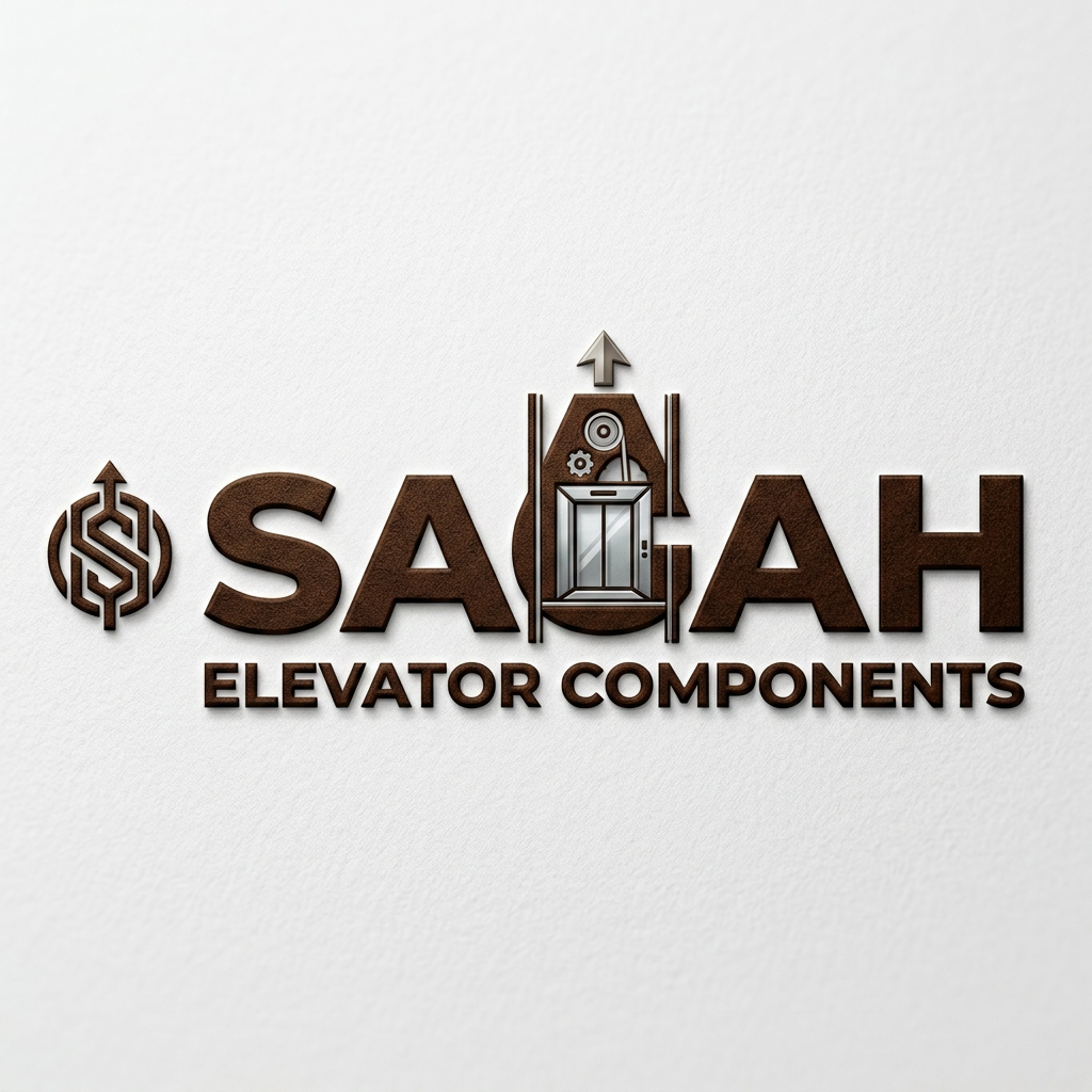AI Design for Create a sleek, modern, industrial logo for SAGAH, a company specializing in elevator parts and lift components. The logo should visually communicate innovation, precision engineering, durability, safety, and upward mobility. Incorporate a smart, minimal symbol inspired by elevator rails, gears, pulleys, shafts, lift cabins, or vertical movement, blended into a clean geometric mark. The brand name SAGAH should appear in bold, custom sans-serif typography with a strong mechanical and corporate feel. Use a refined metallic and industrial palette with silver, graphite grey, black, and deep blue accents. The final logo should feel premium, technical, powerful, and internationally professional, suitable for a website header, signage, packaging, catalogs, and B2B branding. Keep the design minimal, memorable, scalable, and vector-friendly on a plain white background.is type s kuch chahti hu m b ki name hi aae alg s nhi like lifts components name k andr hi describe krde are meri website sagah ko jo ki niche likha ho elevator components or favicon icon kya rkhe iska kuch acha or unique btana