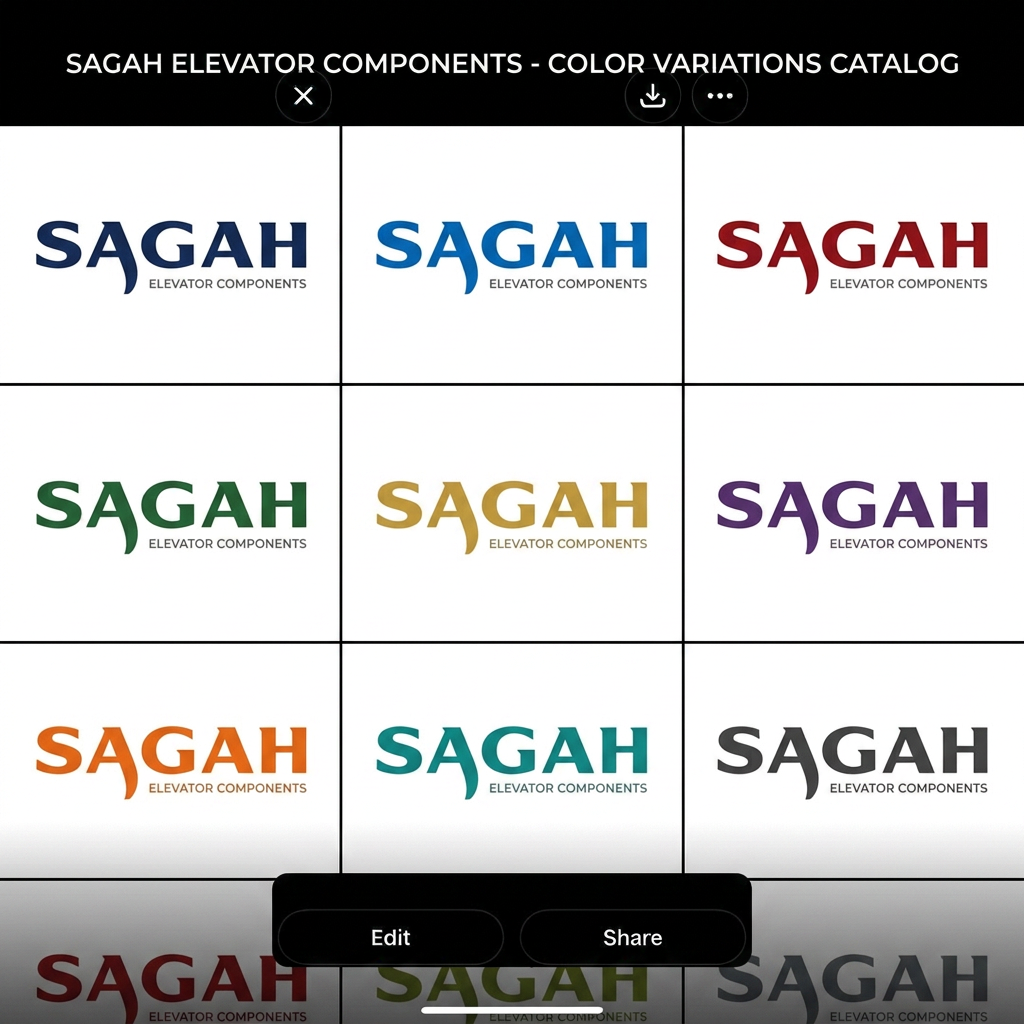 AI Design for as an elevator supplier business which color is suitable make all pattern in different colors mera mtlb h sbhi font color use kro logo k font p show sagah in all colors  ase nhi  khri i mean ki iski alg alg colors m copy create kro alg alg color me bnao y wala logo