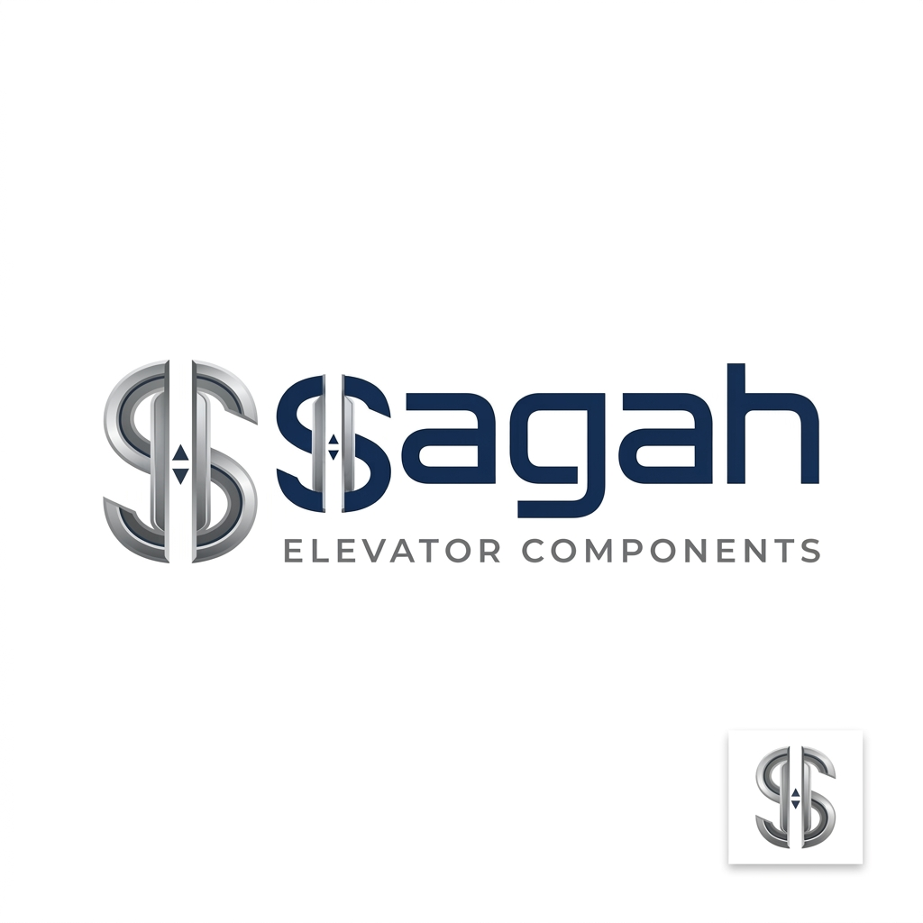 AI Design for Create a sleek, modern, industrial logo for SAGAH, a company specializissng in elevator parts and lift components. The logo should visually communicate innovation, precision engineering, durability, safety, and upward mobility. Incorporate a smart, minimal symbol inspired by elevator rails, gears, pulleys, shafts, lift cabins, or vertical movement, blended into a clean geometric mark. The brand name SAGAH should appear in bold, custom sans-serif typography with a strong mechanical and corporate feel. Use a refined metallic and industrial palette with silver, graphite grey, black, and deep blue accents. The final logo should feel premium, technical, powerful, and internationally professional, suitable for a website header, signage, packaging, catalogs, and B2B branding. Keep the design minimal, memorable, scalable, and vector-friendly on a plain white background.is type s kuch chahti hu m b ki name hi aae alg s nhi like lifts components name k andr hi describe krde are meri website sagah ko jo ki niche likha ho elevator components or favicon icon kya rkhe iska kuch acha or unique btana is type s use kre to isi s related something unique sirf favicon icon make something like this only ek hi word ko describe kro not all make simple and professional jsa mera h simple vsa design krdo or alg s s mt kro 1st letter s ko design kro favicon icon ki trh make yhe first letter of logo same as favicon icon i want ki s s elevator component start na ho s aage then baki letter uske niche elevator components nhi design yhi rkho chaie asa but s ka ui phle jsa chaie s ka pattern asa hi chaie nhi alg s nhi chaie yr s usi m kro bs s ko large kro ki 2 horizonta lline ho use only one s