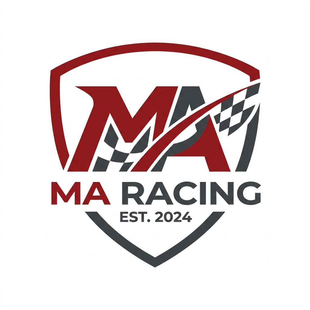 AI Design for A professional, minimalist logo design featuring MA Racing
, characterized by clean lines, balanced negative space, and a modern aesthetic. The design should be rendered in a high-contrast vector style with a refined color palette, suitable for brand identity.