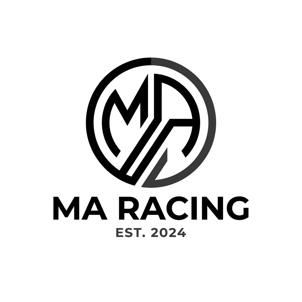 AI Design for A professional, minimalist logo design featuring MA Racing
, characterized by clean lines, balanced negative space, and a modern aesthetic. The design should be rendered in a high-contrast vector style with a refined color palette, suitable for brand identity.