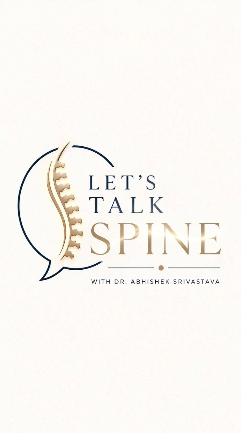 AI Design for Create a premium logo reveal animation for "Let's Talk Spine".
Start with a clean white background. A thin navy blue speech bubble outline is drawn smoothly as if by an invisible pen. Then the golden spine appears vertebra by vertebra from bottom to top with a subtle glow.
As the spine completes, the words "LET'S TALK" fade in with elegant letter spacing, followed by "SPINE" appearing with a luxurious gold shimmer from left to right.
The underline and golden dot animate in with a smooth slide, and finally "WITH DR. ABHISHEK SRIVASTAVA" fades in softly.
Add subtle light reflections and soft shadows to create a premium healthcare feel.
Animation style: modern, sophisticated, medical luxury branding.
Duration: 5-6 seconds.
Camera: slight cinematic zoom-in.
Music: soft piano with gentle whoosh transitions.