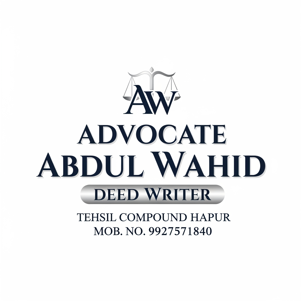 AI Design for Make a logo of [ADVOCATE ABDUL WAHID DEED WRITER TEHSIL COUMPOUND HAPUR MOB. NO. 9927571840] MAKE MORE STYLIST AND DESIGNING