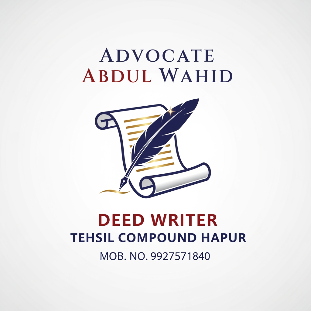 AI Design for Make a logo of [ADVOCATE ABDUL WAHID DEED WRITER TEHSIL COUMPOUND HAPUR MOB. NO. 9927571840] MAKE MORE BEAUTIFUL
