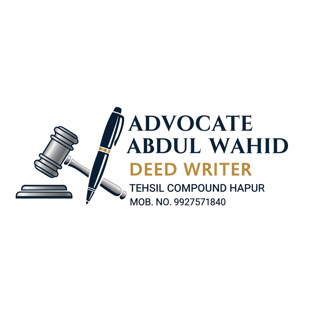 AI Design for Make a logo of [ADVOCATE ABDUL WAHID DEED WRITER TEHSIL COUMPOUND HAPUR MOB. NO. 9927571840] MAKE MORE STYLIST AND DESIGNING