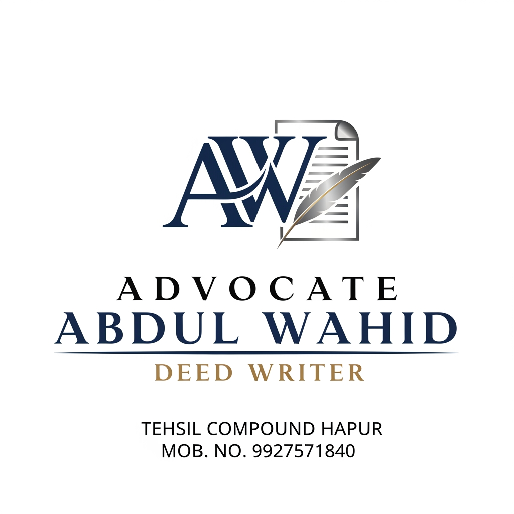 AI Design for Make a logo of [ADVOCATE ABDUL WAHID DEED WRITER TEHSIL COUMPOUND HAPUR MOB. NO. 9927571840] MAKE MORE STYLIST