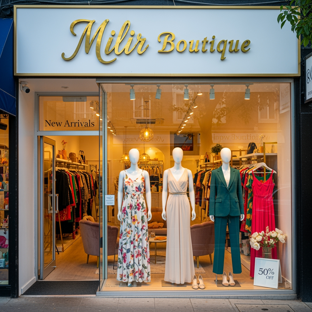 AI Design for Milir Boutique is a stylish dress shop offering a curated collection of trendy and elegant outfits for all occasions. From casual wear to festive and party dresses, it focuses on quality fabrics, modern designs, and affordable fashion. The boutique is designed to give customers a personalized shopping experience with unique styles you won’t easily find in mass-market stores.