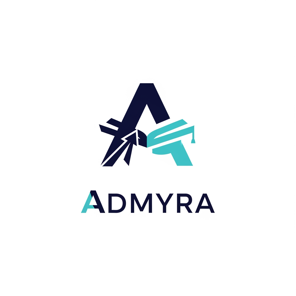 AI Design for i want logo for my college admission software name as Admyra