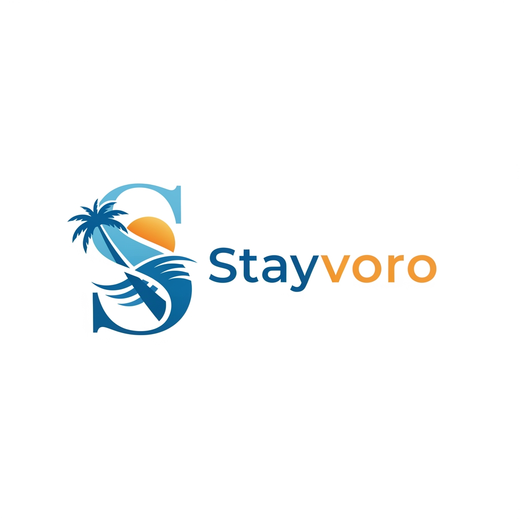 AI Design for i want logo for my resort booking site name as Stayvoro