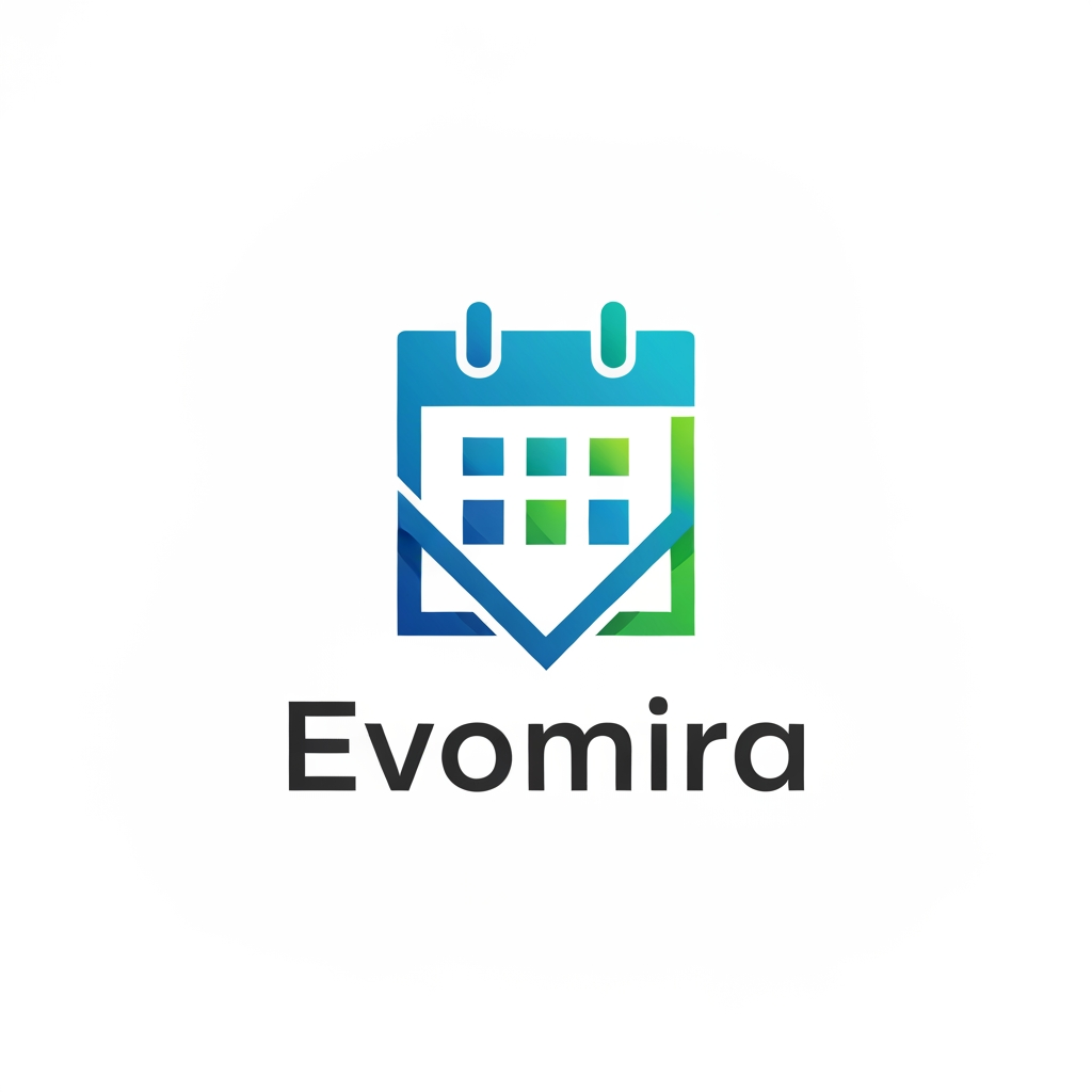 AI Design for my product name is Evomira which is based on event management software, i want logo for thta which is more creative and unique with date calender icon