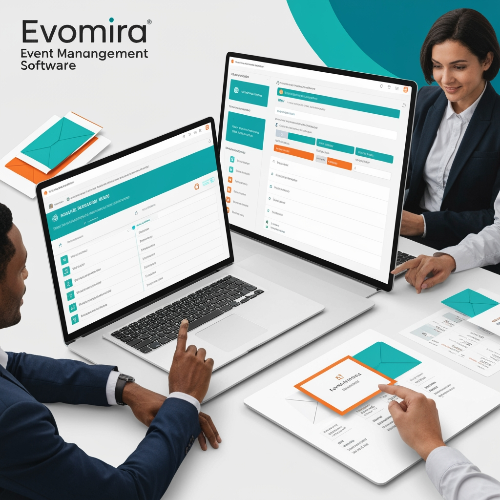 AI Design for my product name is Evomira which is based on event management software