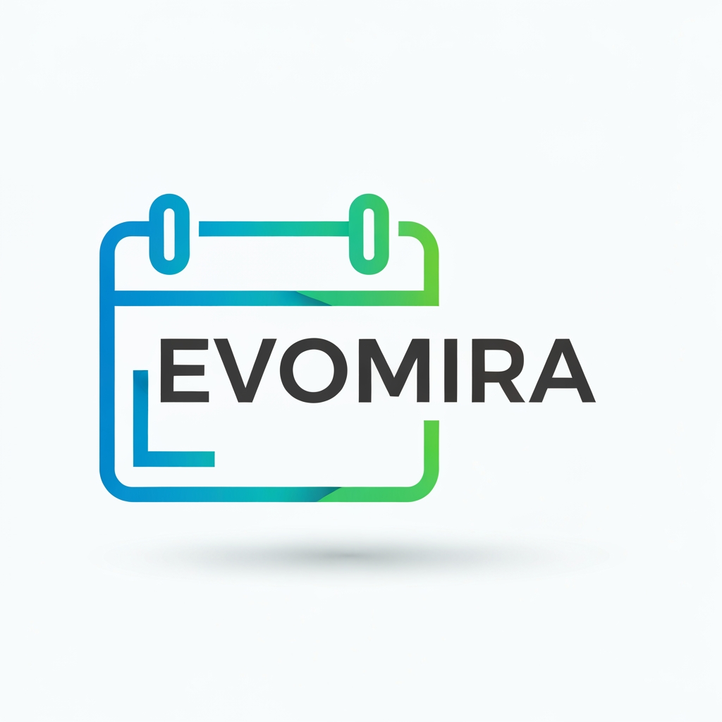 AI Design for my product name is Evomira which is based on event management software, i want logo for thta which is more creative and unique with date calender icon
