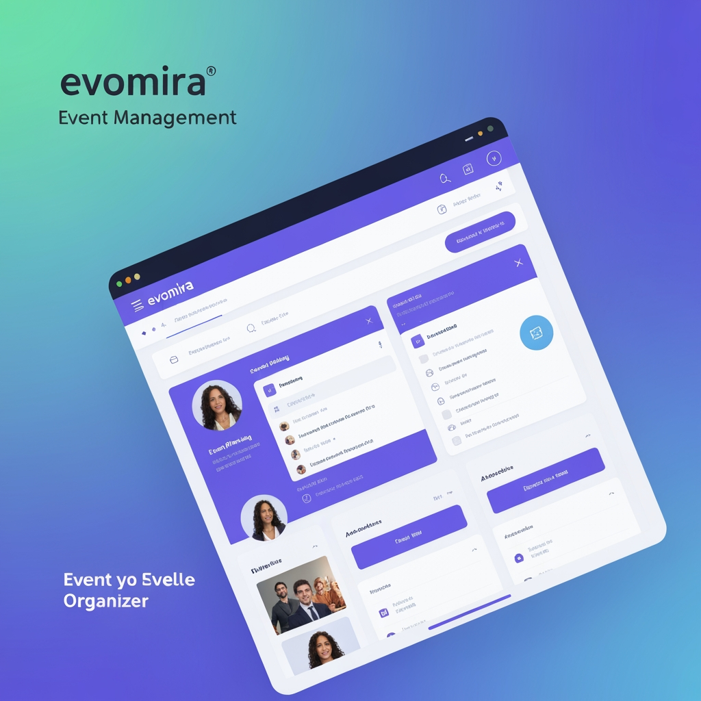AI Design for my product name is Evomira which is based on event management software