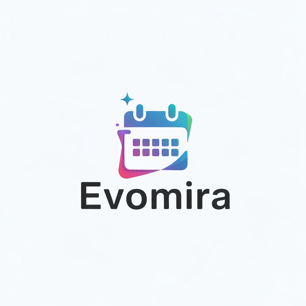 AI Design for my product name is Evomira which is based on event management software, i want logo for thta which is more creative and unique with date calender icon