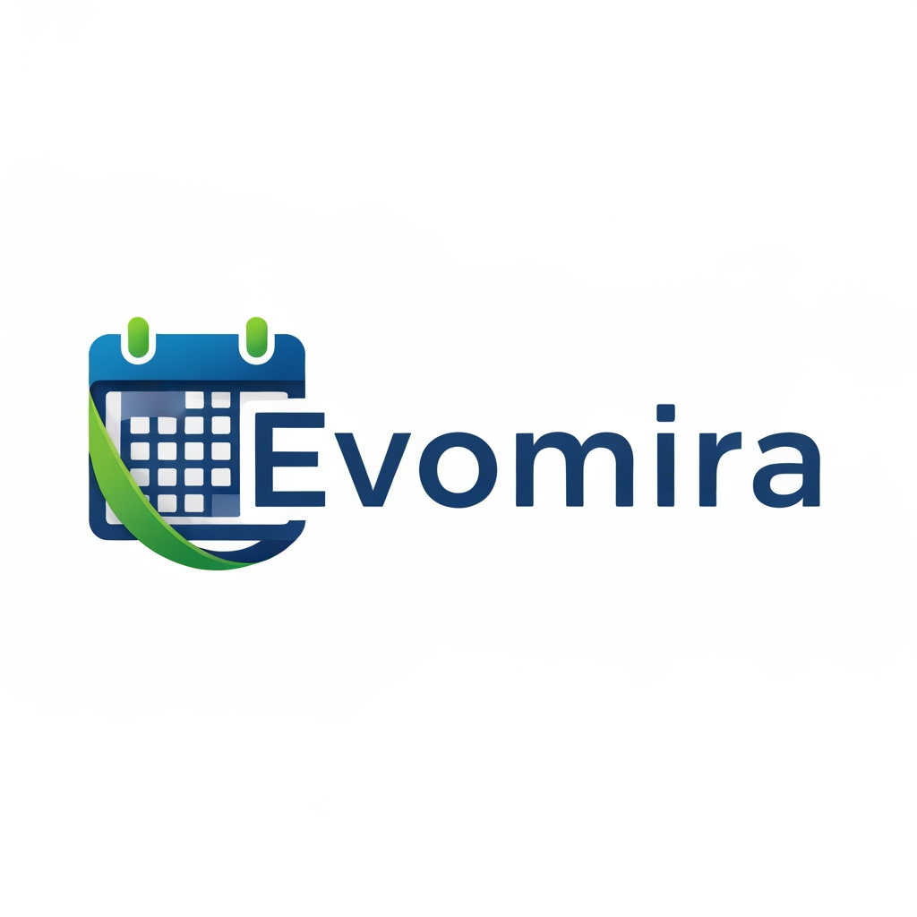 AI Design for my product name is Evomira which is based on event management software, i want logo for thta which is more creative and unique with date calender icon