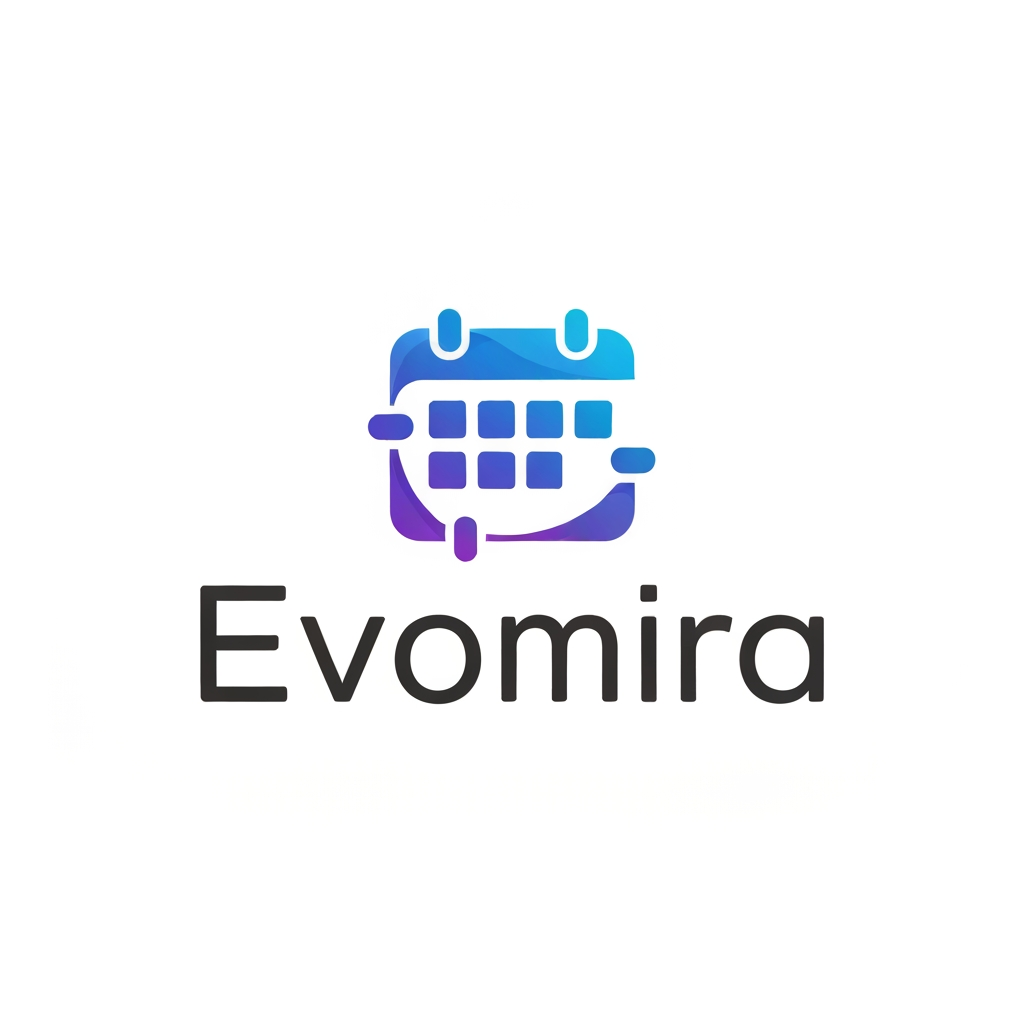 AI Design for my product name is Evomira which is based on event management software, i want logo for thta which is more creative and unique with date calender icon