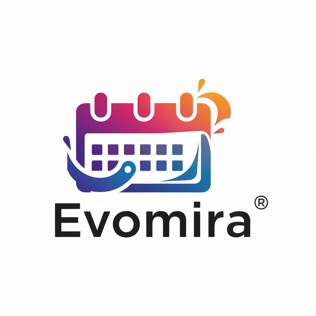 AI Design for my product name is Evomira which is based on event management software, i want logo for thta which is more creative and unique with date calender icon