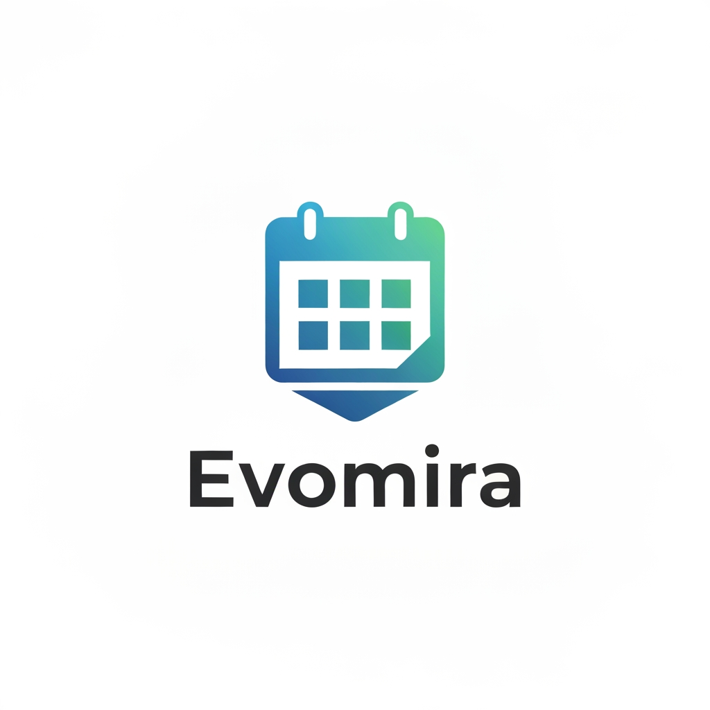 AI Design for my product name is Evomira which is based on event management software, i want logo for thta which is more creative and unique with date calender icon