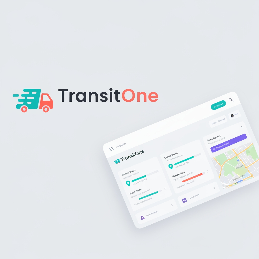 AI Design for I want logo for transport management system sofware, Name is TransitOne give me professional and trendy logo UI