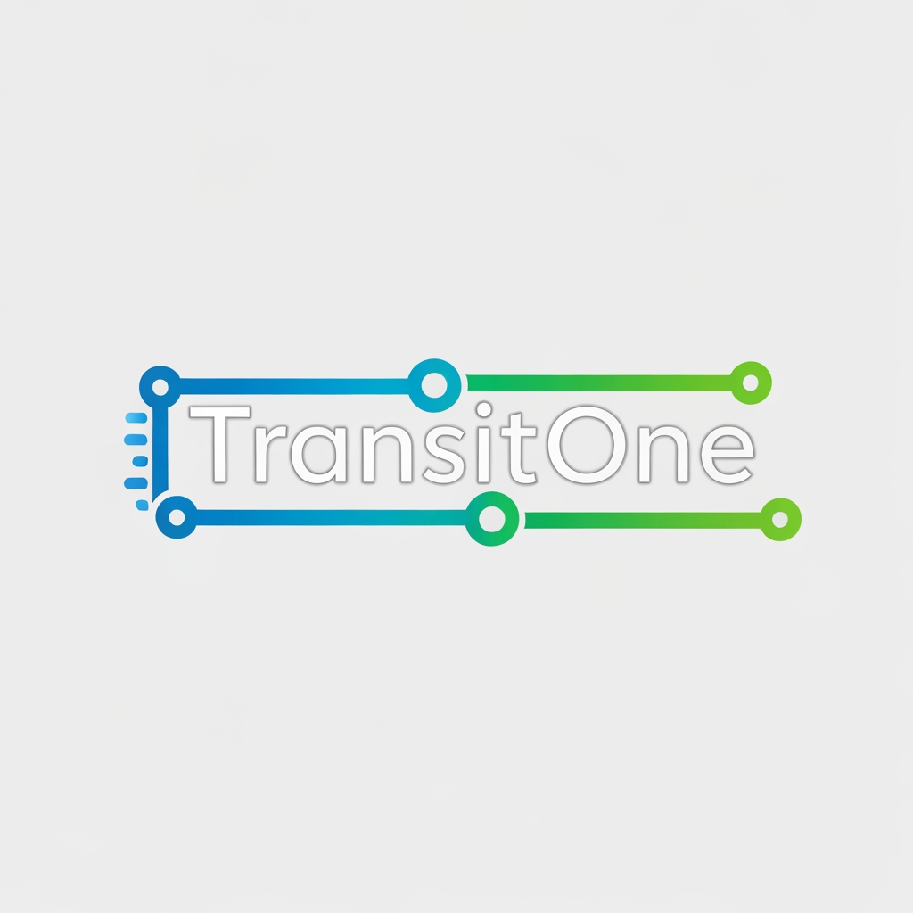 AI Design for I want logo for transport management system sofware, Name is TransitOne give me professional and trendy logo UI