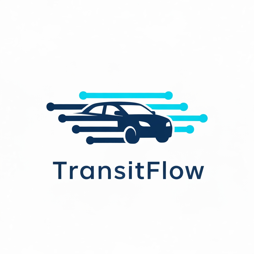 AI Design for A professional and modern logo for a transport management system named TransitOne. The design features sleek, minimalist geometric lines representing movement, global connectivity, and logistics, set against a clean, corporate color palette of navy blue and electric cyan. High-contrast, vector-style composition with a focus on negative space and sophisticated typography. i want like vehicle type of logo