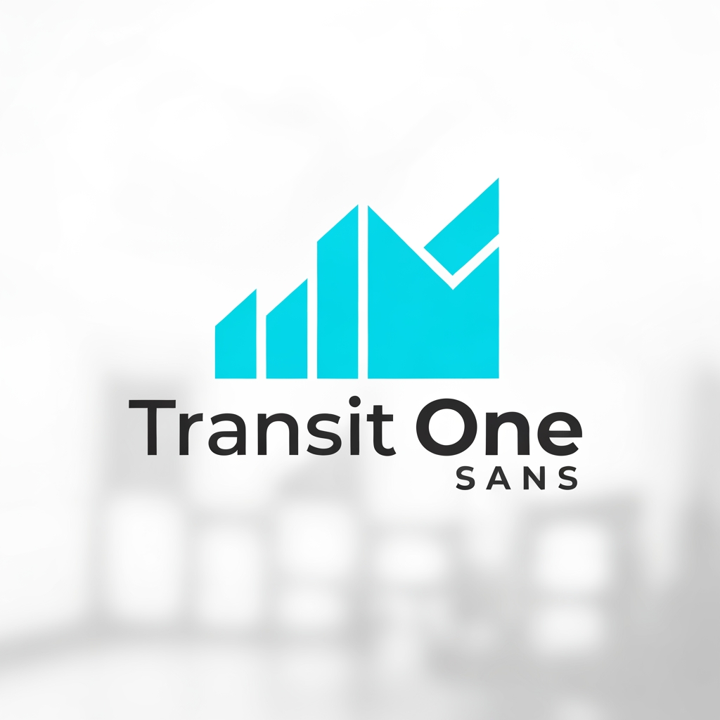AI Design for A professional and modern logo for a transport management system named TransitOne. The design features sleek, minimalist geometric lines representing movement, global connectivity, and logistics, set against a clean, corporate color palette of navy blue and electric cyan. High-contrast, vector-style composition with a focus on negative space and sophisticated typography. i want like vehicle type of logo