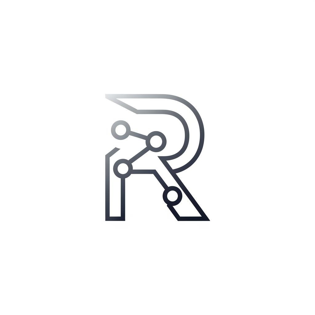 AI Design for A modern, minimalist logo design for a research management system, featuring clean geometric lines and a balanced composition. The aesthetic is professional and sophisticated, utilizing a monochromatic color palette with subtle gradients to suggest innovation and organization. High-resolution vector style, isolated on a clean white background.