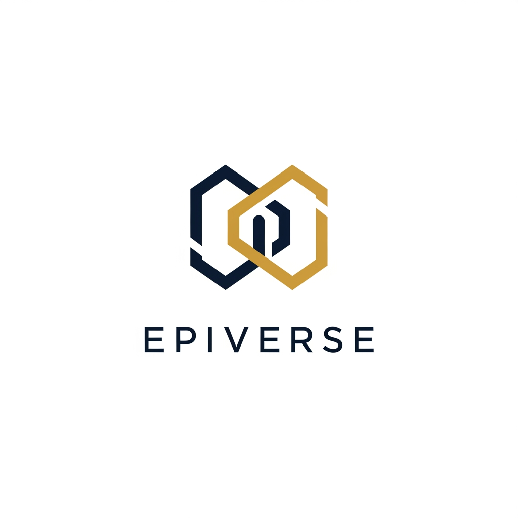 AI Design for A professional and minimalist logo design for a college research management system. The emblem features clean, interlocking geometric shapes representing data nodes and academic growth, rendered in a sophisticated palette of deep navy blue and metallic academic gold. Set against a pristine white background, the design utilizes sharp, high-end vector lines and modern, balanced typography to convey precision, intelligence, and academic excellence.