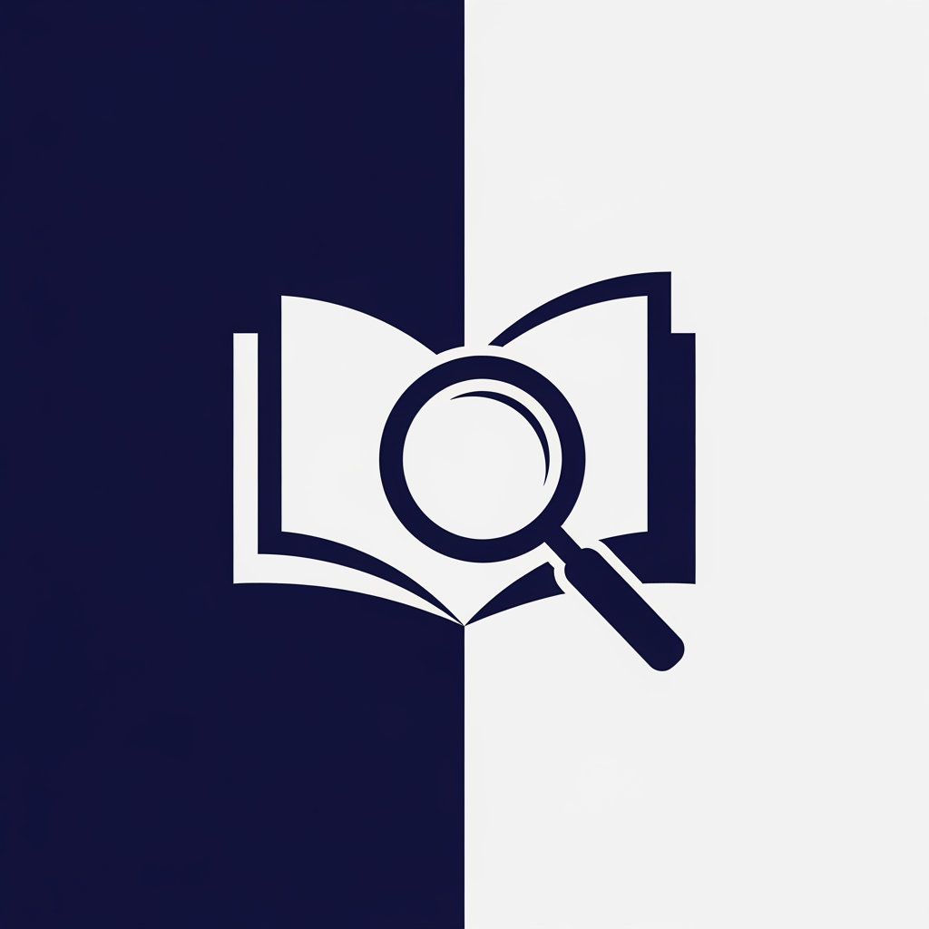 AI Design for A minimalist, modern vector logo design for a research management system, featuring a clever integration The logo uses clean geometric lines and a professional color palette of deep navy blue and crisp white, set against a solid background to emphasize clarity and academic precision. High-contrast, scalable, and sophisticated brand identity style.