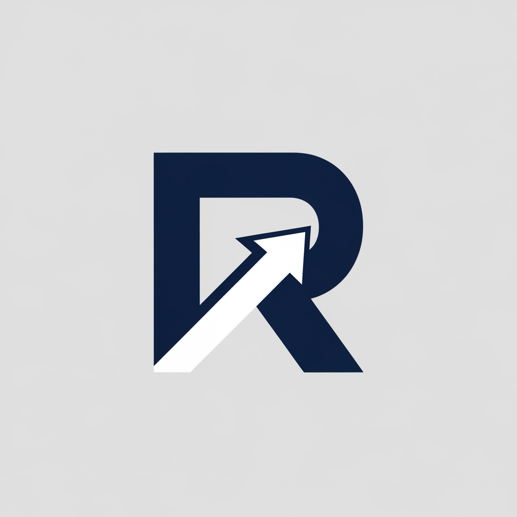 AI Design for A minimalist, modern vector logo design for a research management system, featuring a clever integration The logo uses clean geometric lines and a professional color palette of deep navy blue and crisp white, set against a solid background to emphasize clarity and academic precision. High-contrast, scalable, and sophisticated brand identity style.