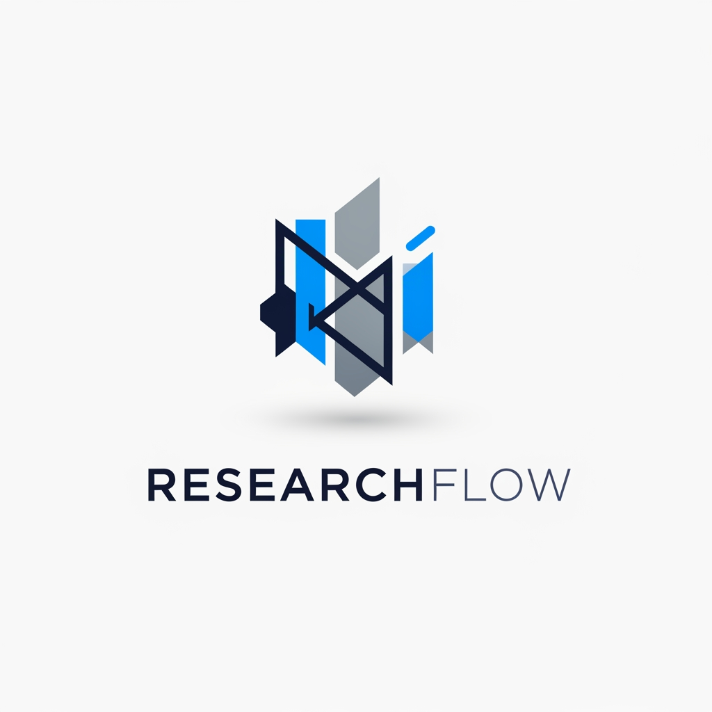 AI Design for A sleek, minimalist logo design for a research management system, featuring clean geometric lines and a sophisticated abstract icon representing data organization and discovery. The aesthetic is modern and professional, utilizing a refined color palette of deep navy, muted slate, and vibrant electric blue accents against a clean white background. High-end UI design style with soft drop shadows and balanced negative space to convey efficiency, precision, and technical innovation.