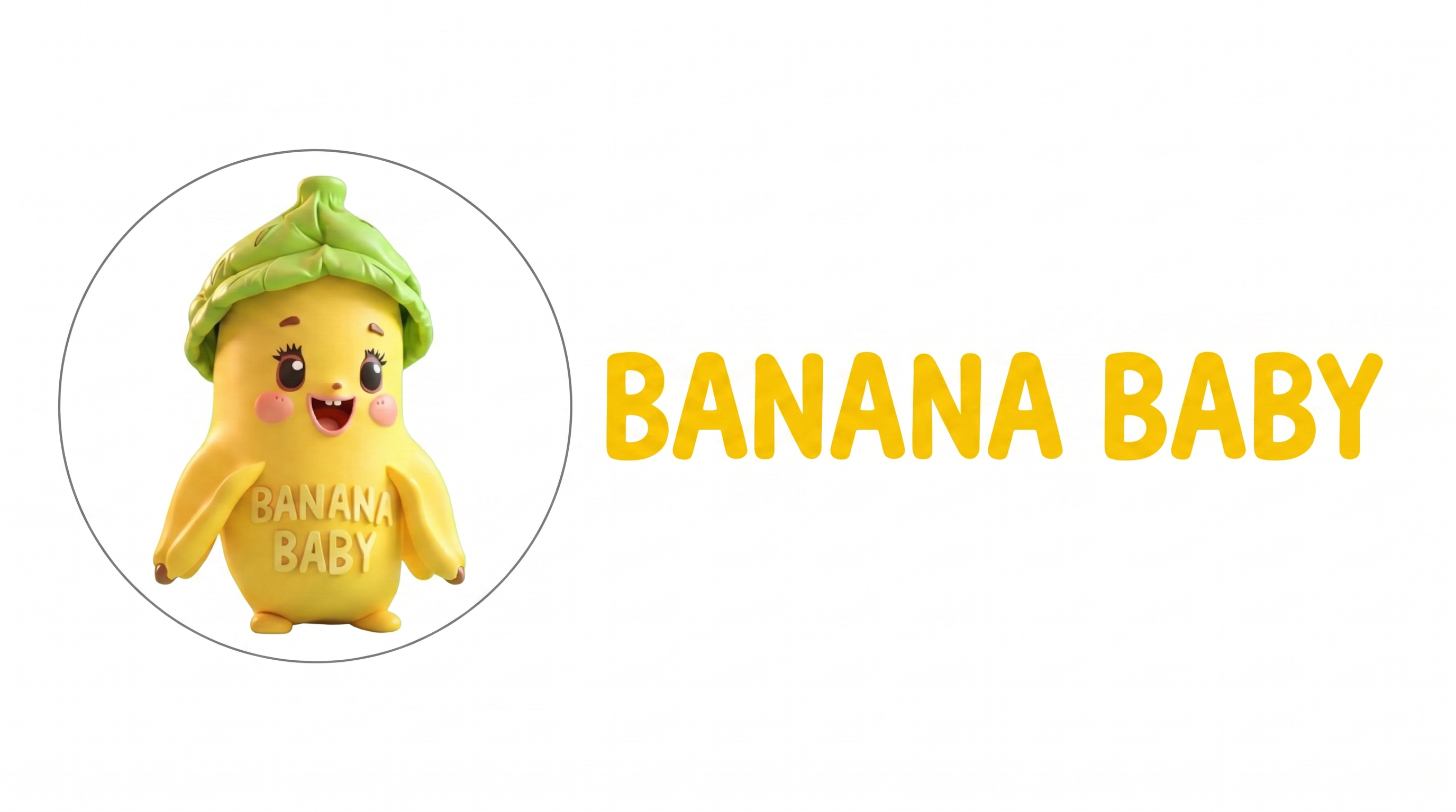 AI Design for CREATE A LOGO WITH THE ABOVE ATTACHED IMAGE WHERE LEFT SIDE IS IMAGE IN ROUND SHAPE AND BESIDE THAT" BANANA BABY" IS WRITTEN IN ONE LINE AND BACKGROUND IS WHITE IN ALL