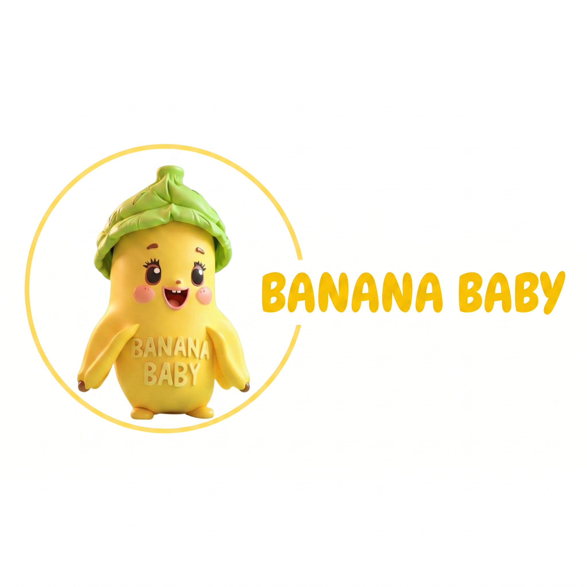 AI Design for CREATE A LOGO WITH THE ABOVE ATTACHED IMAGE WHERE LEFT SIDE IS IMAGE IN ROUND SHAPE AND BESIDE THAT" BANANA BABY" IS WRITTEN IN ONE LINE AND BACKGROUND IS WHITE IN ALL